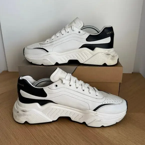 Dolce & Gabbana Daymaster White/Black Men Leather Sneakers - SZ 11